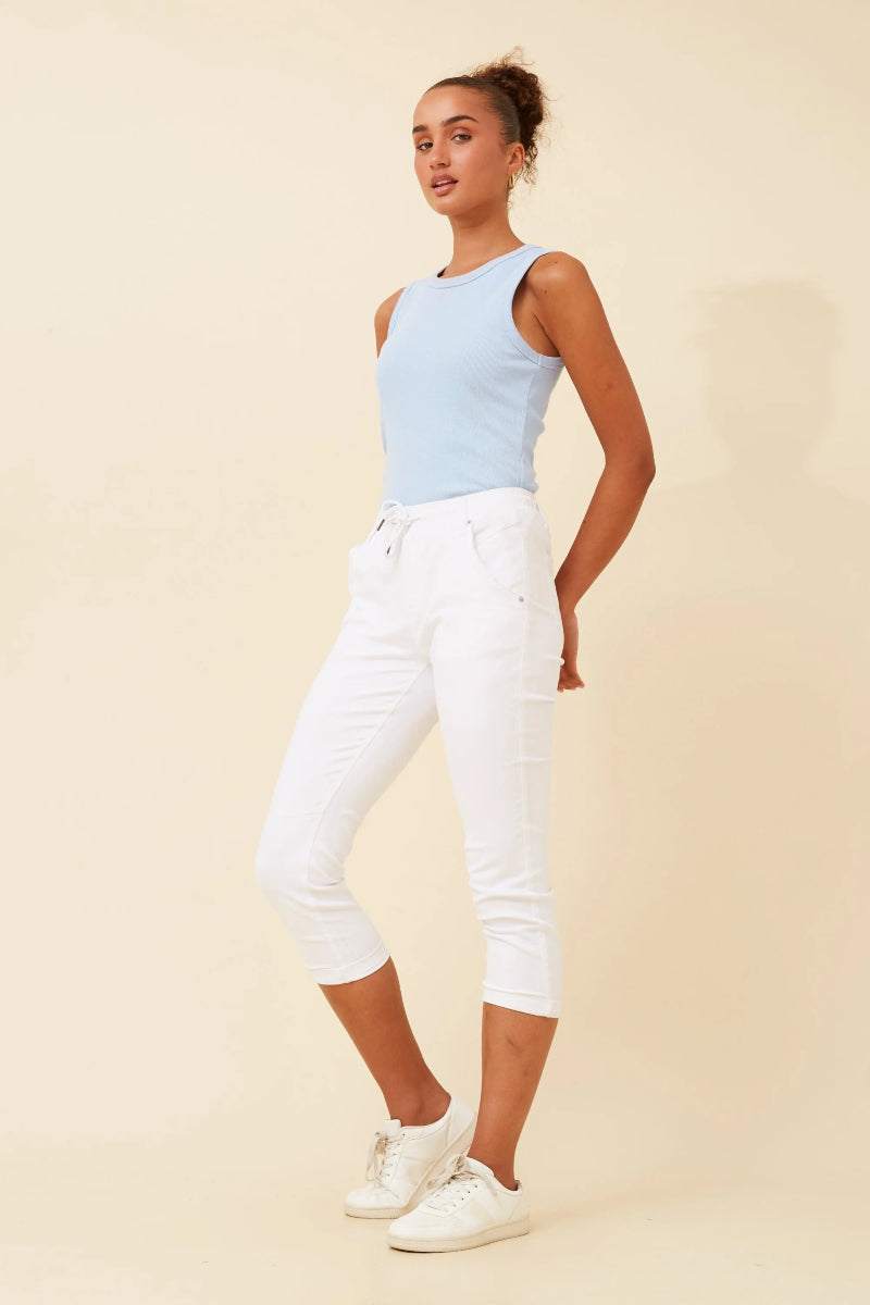 Drawcord Joggers in White