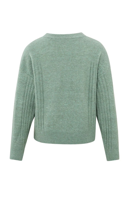 Rib Detail Sweater in Jade Green Melange