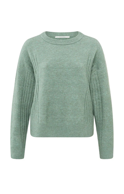 Rib Detail Sweater in Jade Green Melange