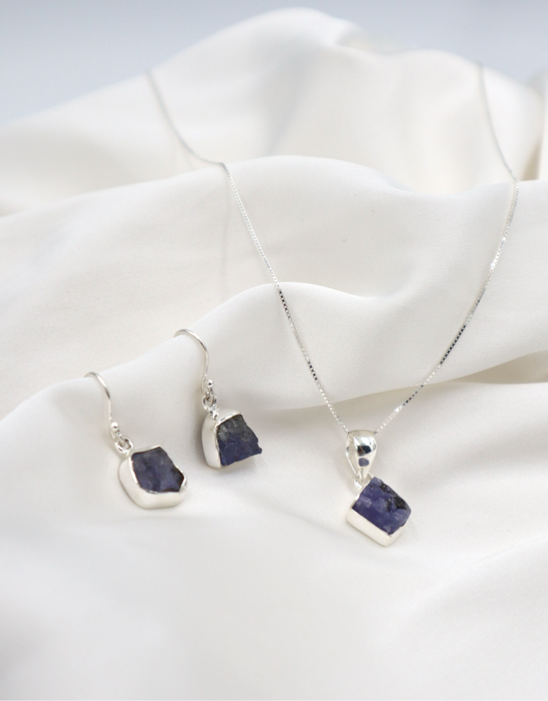 Tanzanite Rough Stone Sterling Silver Set