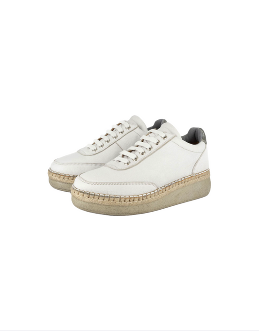 Vuyani Leather Platform Sneaker in White Cayak & Tallio Grid