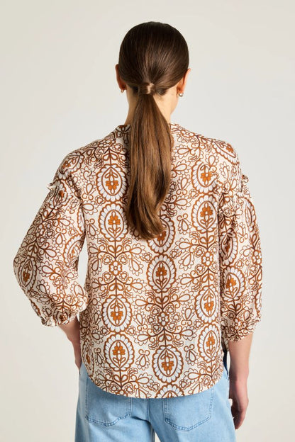 Boheme Puff Sleeve Top in Toffee