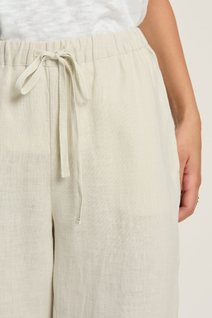 Sylvie Linen Panel Pant in Stone