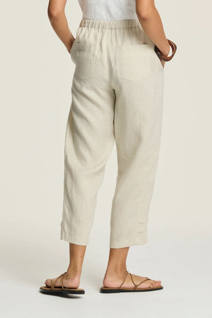 Sylvie Linen Panel Pant in Stone