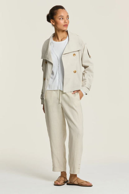 Sylvie Linen Panel Pant in Stone