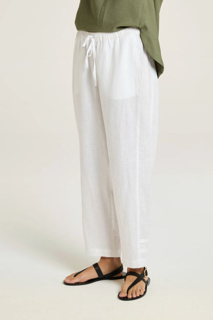 Sylvie Linen Panel Pant in White