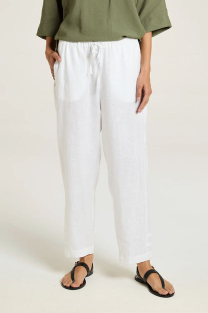 Sylvie Linen Panel Pant in White