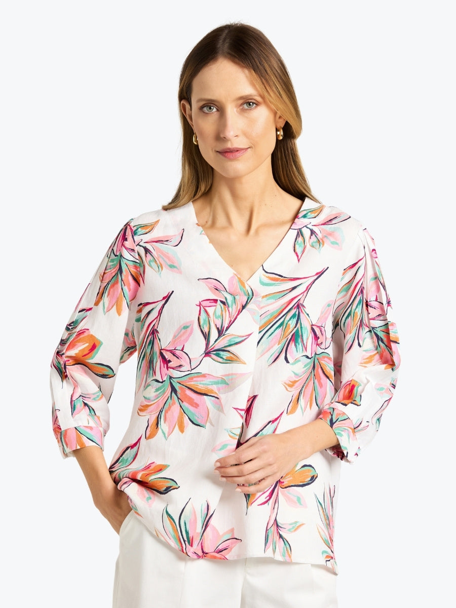 Paradise Print Linen Top