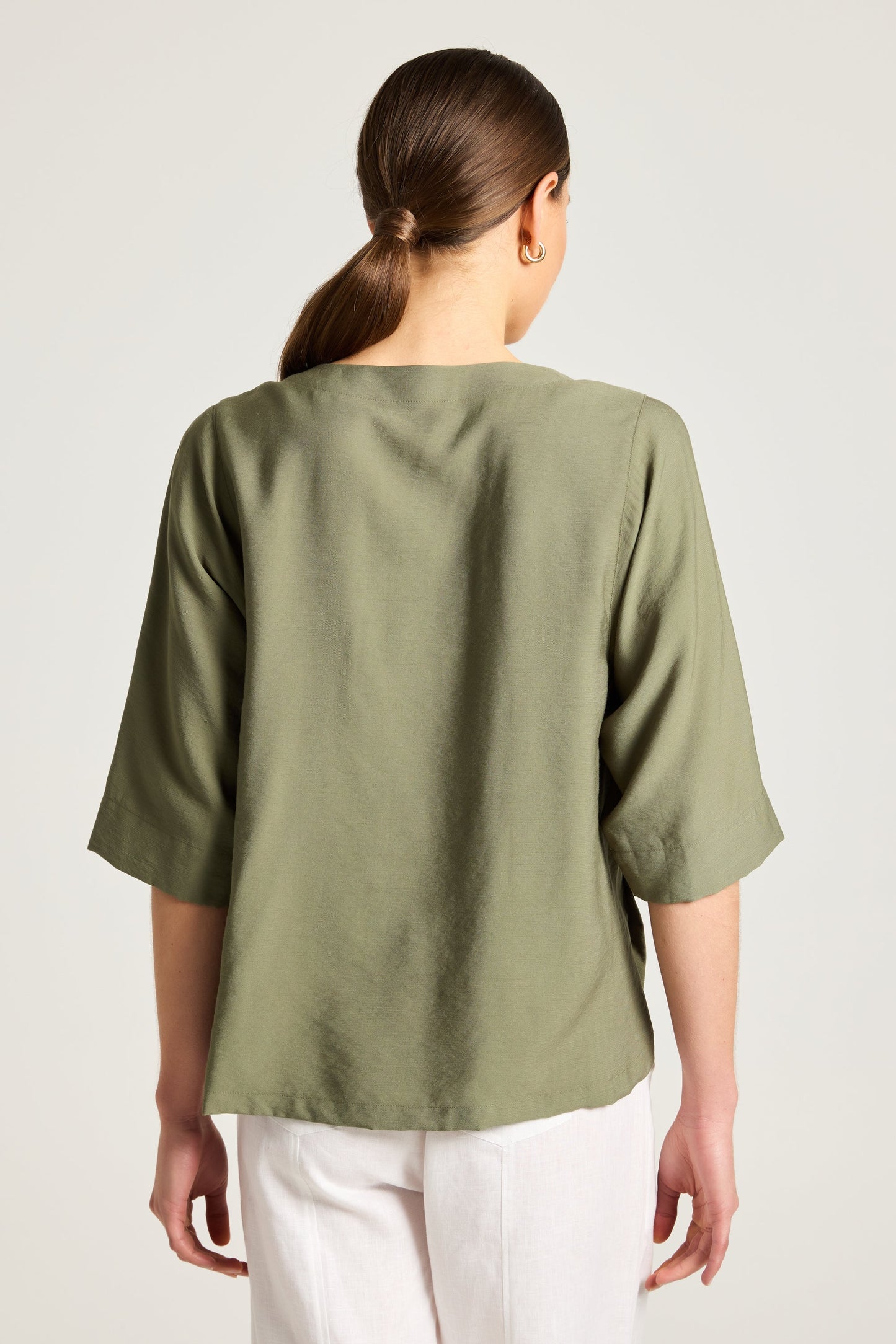 Skye Wrap Hem Top in Moss