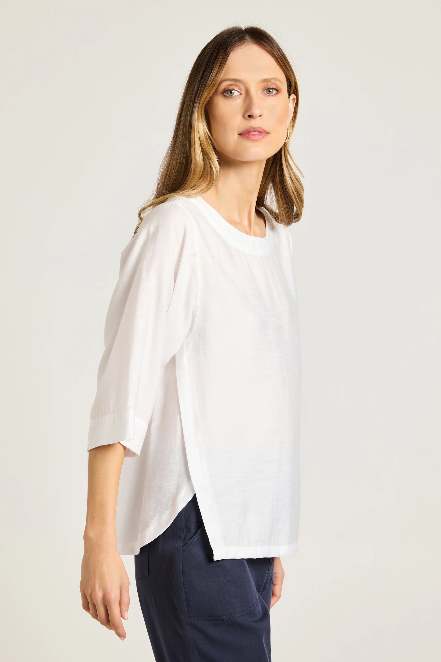 Skye Wrap Hem Top in White