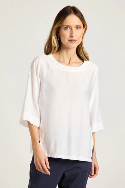 Skye Wrap Hem Top in White