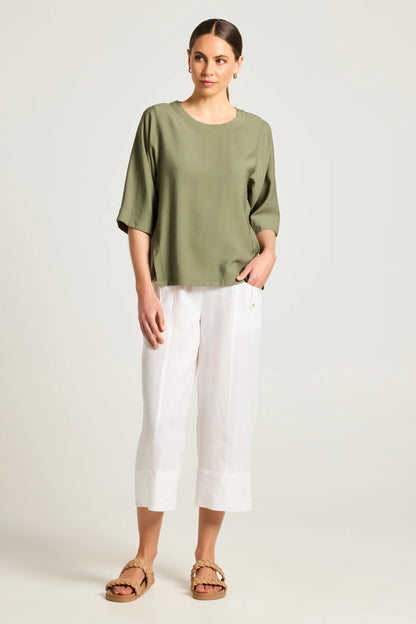 Skye Wrap Hem Top in Moss