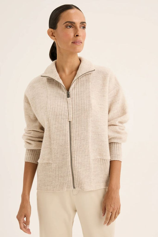 Ember Pure Wool Knit Jacket in Oat