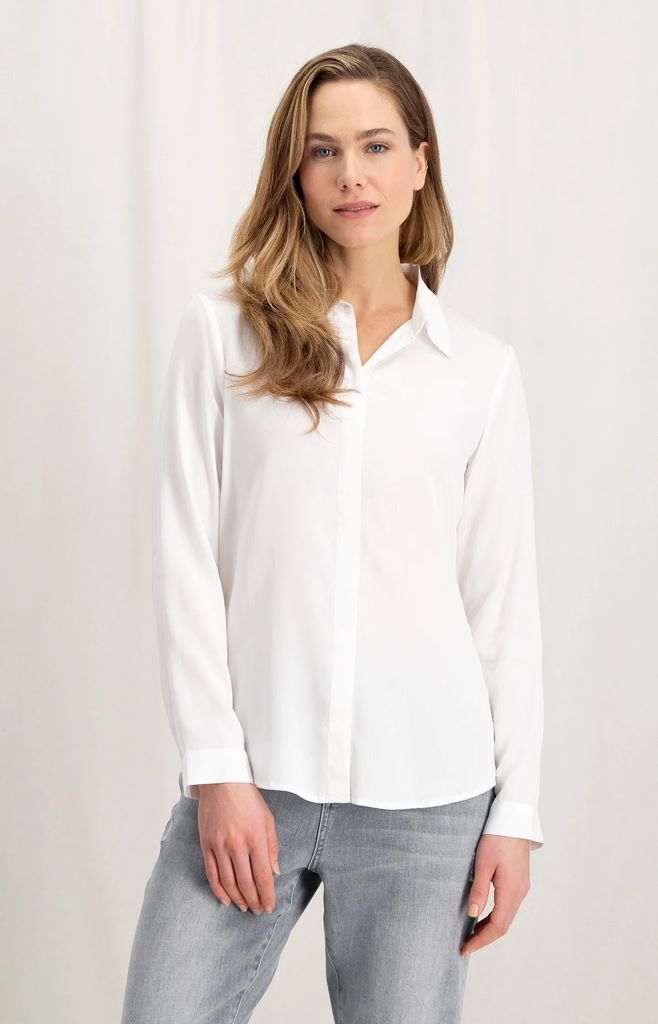 Basic Soft Polin Blouse in Pure White