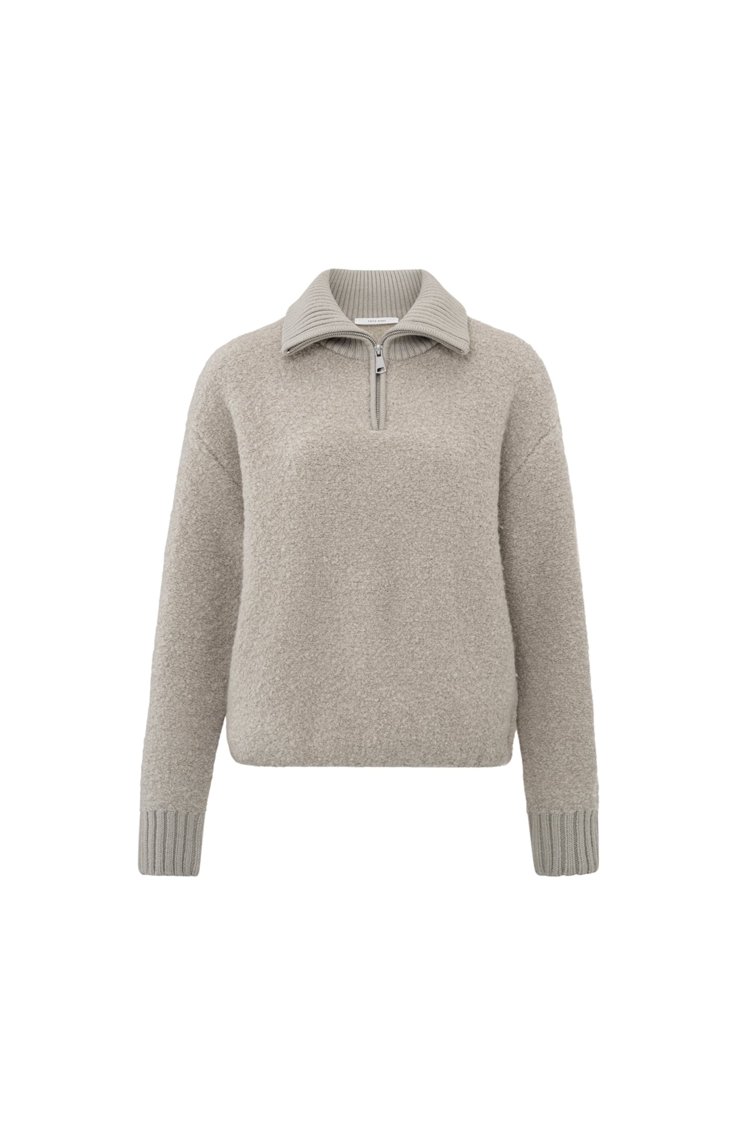 Boucle Rib Detail Sweater in Dove Grey