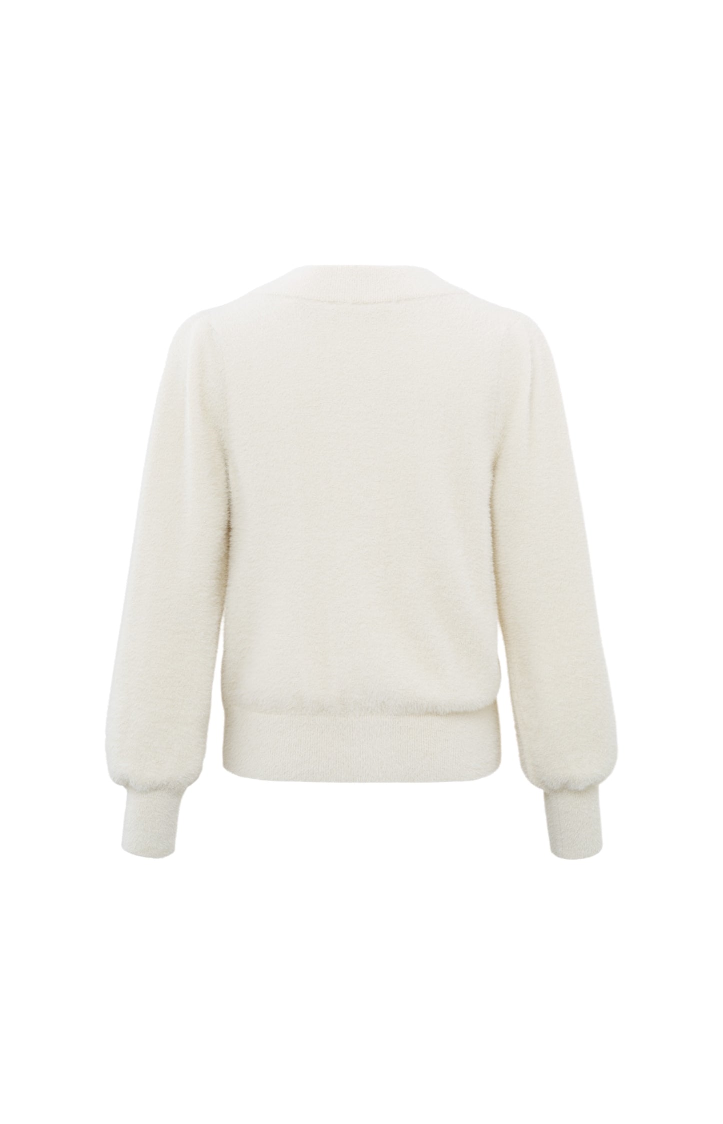 Fuzzy LS Cardigan in Chalk White