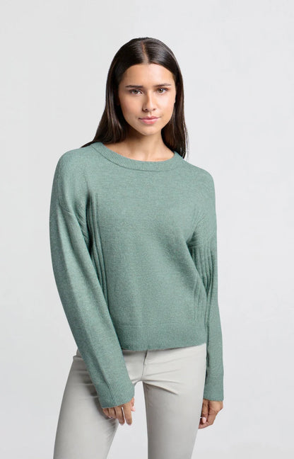 Rib Detail Sweater in Jade Green Melange