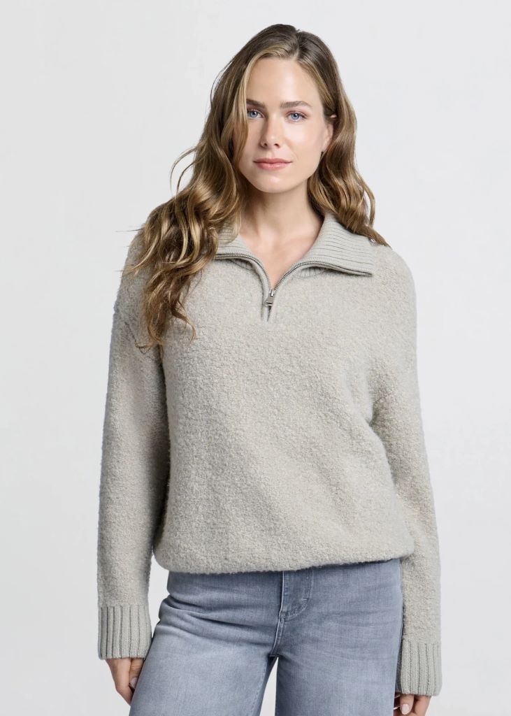 Boucle Rib Detail Sweater in Dove Grey