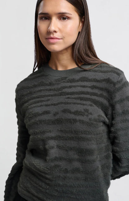 Fur Jacquard Sweater in Dark Metal Grey