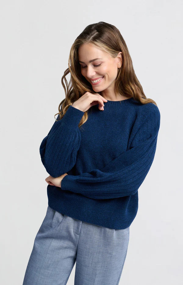 Rib Mix Sweater in Outer Space Blue
